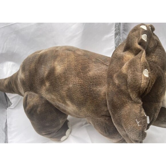 Vintage HugFun Dinosaur Dino Brown Triceratops 30” Plush Stuffed Animal Toy RARE - Picture 3 of 16